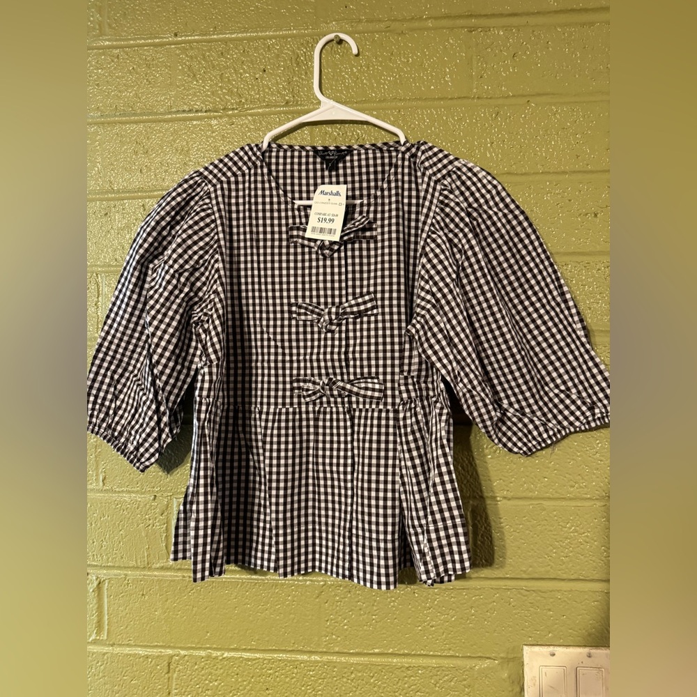 Black and White Gingham Blouse
